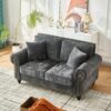 2 Seater Sofa With Rolled Arms, Tufted Upholstered Couch - Gray - Image 5