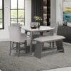 Jasmine - Bar Table With Arched Legs And Marble Top, Triangular Shape - Gray - Image 2