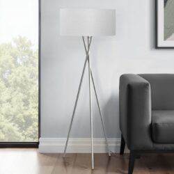 Lighting, Floor Lamp, Nickel Metal, Contemporary - Silver