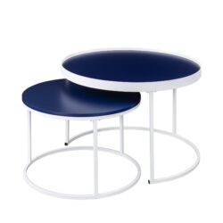 Contemporary Gallery Top Round Nesting Coffee Table Set - Blue