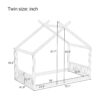 Twin Size Montessori Style House Bed For Kids, Floor Bed Frame With Headboard And Footboard, Fence Bed For Girls, Boys, Slat Not Included - Natural - Image 5