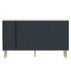 Modern Sideboard Buffet Cabinet Marble Sticker Tabletop And Amber-Yellow Tempered Glass Doors With Gold Metal Legs & Handles - Navy Blue - Image 11
