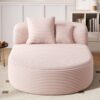 Chaise Lounge Sofa Boneless Couch Sofa Bed With 2 Supportive Pillows - Pink - Image 6