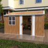 Heavy Duty Storage Shed With Windows, Lockable Door & Ventilation - Brown - Image 2