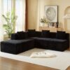 Modular Sectional Couches For Living Room With Deep Seat, L Shape Cloud Sofa Couch, High Density Memory Foam, Boneless Upholstered Couchesy - Black - Image 11
