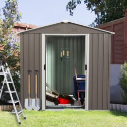 6Ft x 5Ft Outdoor Metal Storage Shed - Gray