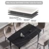 63" Artificial Stone Black Curved Black Metal Leg Dining Table, 6 People - Black - Image 10