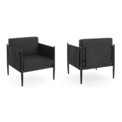 Dawson - Outdoor Patio 2 Pieces Aluminum Club Chair - Black