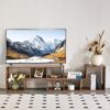 Minimalist Cube TV Stand With Adjustable Open Storage Shelves - Acacia Wood - Image 5