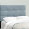 Twin Size Bed, Upholstered, Frame Only, Transitional - Blue - Image 2