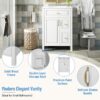 Bathroom Vanity With Sink, Soft Close Doors And Drawers, Double Storage Racks - White - Image 9