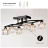 6 Light Crystal Ceiling Light For Dining Room, Modern Ceiling Lamp With Light Fixture For Farmhouse Entryway Living Room (6*G9 Bulbs Included) - Matte Black - Image 7