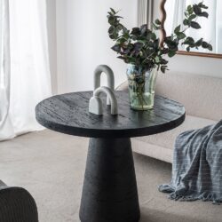 Round Dining Table With Pedestal Base - Black