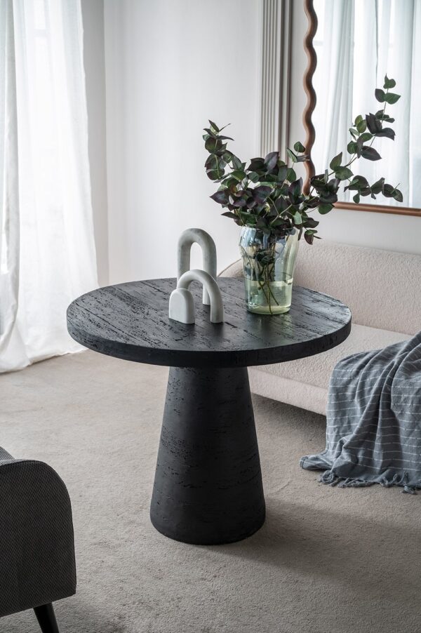 Round Dining Table With Pedestal Base - Black