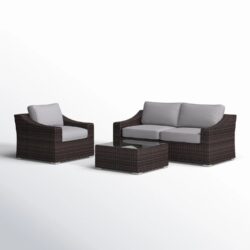 Outdoor Sectional With Cushions, Weather Resistant, 4 Piece Set - Brown