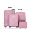 4 Piece Lightweight Suitcase, 14" Makeup Box, Aircraft Wheels (14/20/24/28) - Pink - Image 5