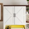 Farmhouse Kitchen Pantry Sideboard With Cabinet And Drawer, Multi Functional Kitchen Buffet With Hutch And Glass Holder, Microwave Stand With Charging Station - Brown / Antique White - Image 11