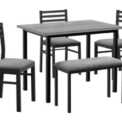 5 Pieces Dining Set, Rectangular, Small, Contemporary & Modern - Gray