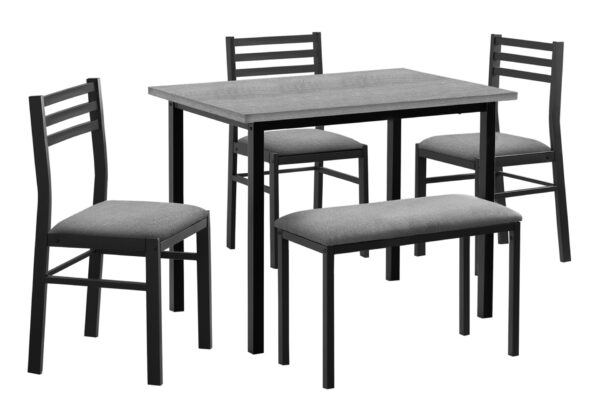 5 Pieces Dining Set, Rectangular, Small, Contemporary & Modern - Gray