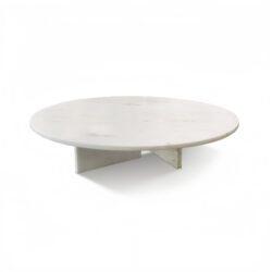 Snow Mountain Marble Coffee Table, Living Room Table, Unique Stone Design - White / Natural