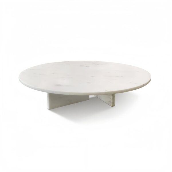 Snow Mountain Marble Coffee Table, Living Room Table, Unique Stone Design - White / Natural
