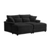 Double Chaise Lounge Set With Reversible Ottoman Soft Corduroy Fabric, Storage Ottomans, USB Port - Black - Image 10