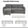 L Shaped Convertible Sofa Bed With Storage, Cup Holders, USB Ports Chenille - Gray - Image 6