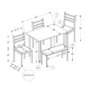 5 Pieces Dining Set, Rectangular, Small, Contemporary & Modern - Gray - Image 5