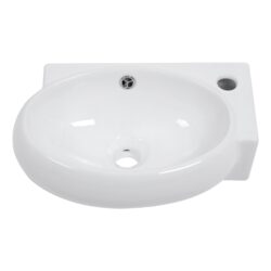 Rectangle, Wall Mount Bathroom Sink With Single Faucet Hole - White