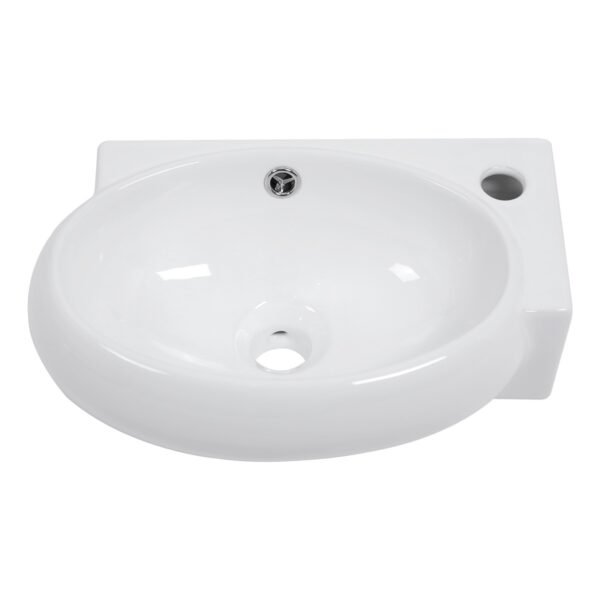 Rectangle, Wall Mount Bathroom Sink With Single Faucet Hole - White