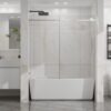 Frameless Bathtub Door, Sleek Silent Sliding Glass Door, Tempered Glass - Chrome - Image 11