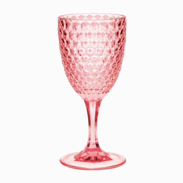 Diamond Cut Plastic Wine Glasses (Set of 4), Bpa Free Acrylic, Unbreakable Wine Glasses, 12Oz - Pink