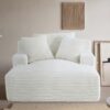 Cloudline - Oversized Chaise Lounge Chair In Soft Corduroy, Modern Comfy Couch With Full Foam Cushioning, Cozy Sleeper Sofabed For Living Room - Ivory - Image 6