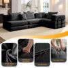 Oversized Upholstered Sectional Sofa Couch Set, Modular L Shaped Floor Sofa Set With 6 Pillows For Living Rooms - Black - Image 23