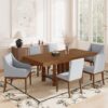 Topmax - 7 Piece Rustic Extendable Dining Table Set With Removable Leaf, 2 Arm Chairs And 4 Armless Chairs - Brown - Image 3