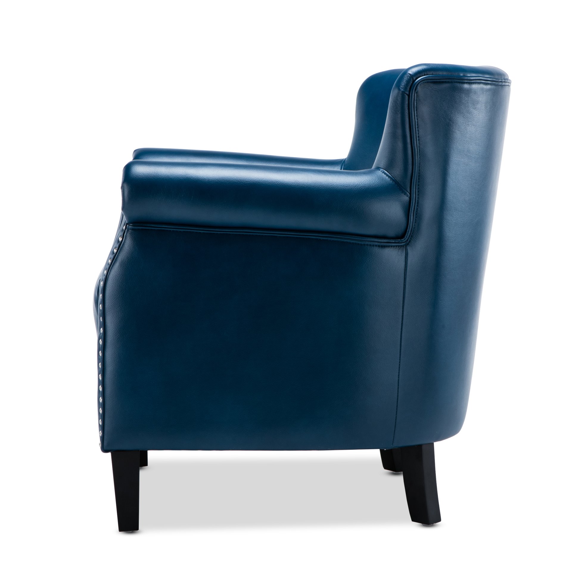 Holly - Club Chair Upholstered With Nailhead Trim - Navy Blue - Image 13