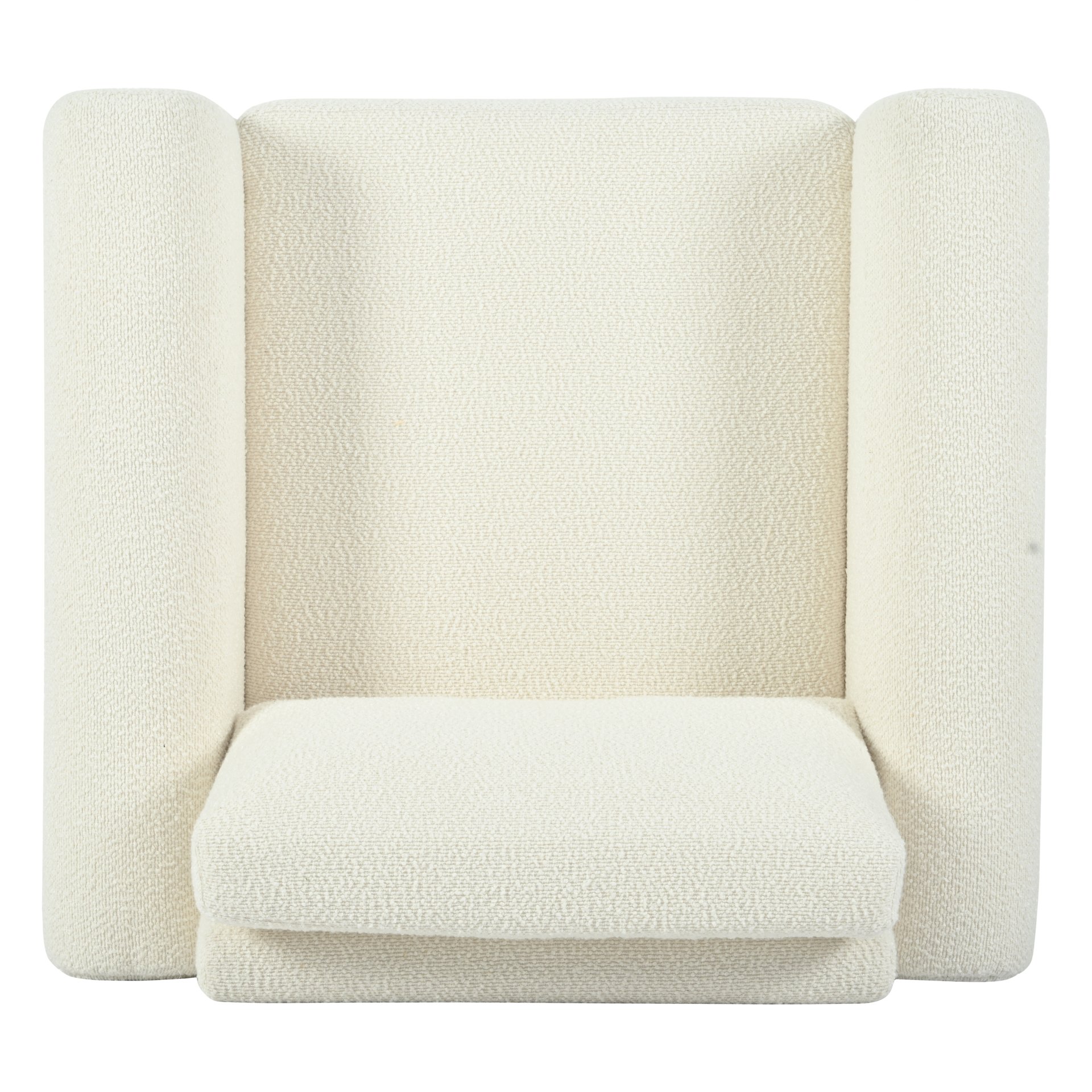 Modern Boucle Upholstered Accent Chair Luxurious Comfort & Sturdy Support, Solid Wood Frame - Ivory - Image 13