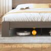 King Size Platform Bed Frame With Storage LED Light Headboard And Usb, Noise Free - Dark Gray - Image 3