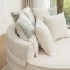 Modern Oversized Round Barrel Accent Chair With Ottoman Velvet Upholstered Lounge Armchair With 5 Pillows For Living Room Or Bedroom - Beige - Image 15