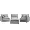 Contemporary Modular Sectional Sofa Shaped Couch Set With Movable Ottoman Chenille - Gray - Image 14