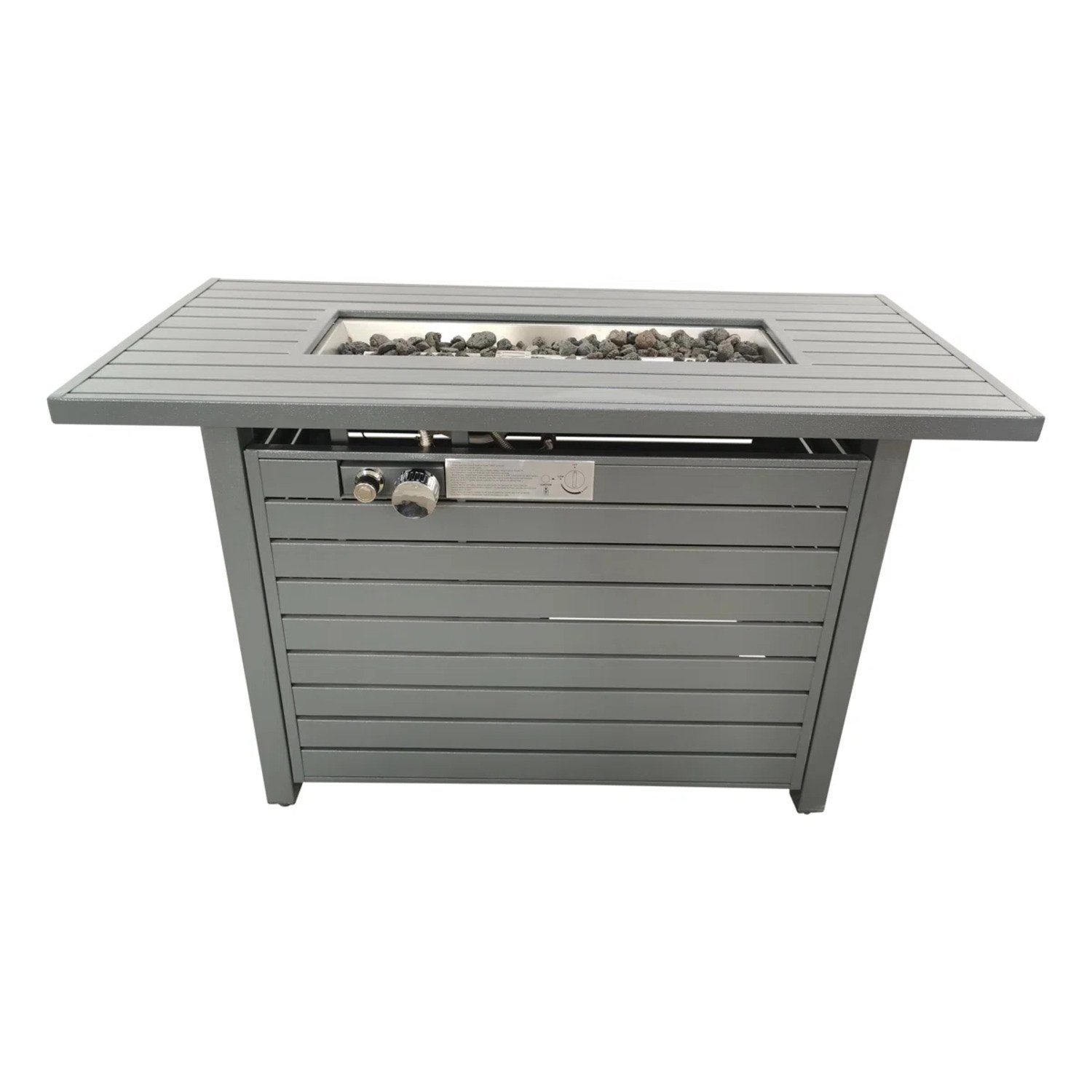 Outdoor Fire Pit Table With Lid Durable Construction - Gray - Image 4
