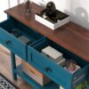 Farmhouse Style Console Table With 2 Drawers And Bottom Storage Shelf, Pagoda - Blue - Image 6