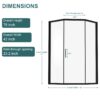 Diamond Shaped Corner Shower Door, Inward Sliding, Stainless Steel Frame - Matte Black - Image 13