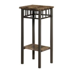 Accent Table Plant Stand Square Marble Look - Espresso