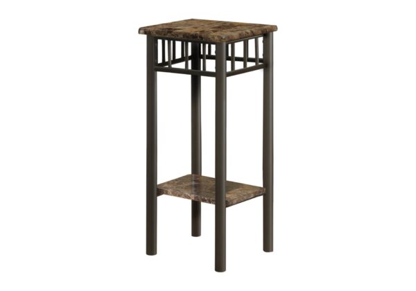 Accent Table Plant Stand Square Marble Look - Espresso