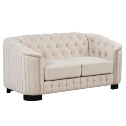 Upholstered Loveseat Sofa With Thick Removable Seat Cushion - Beige