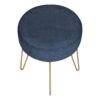 Ottoman, Pouf, Footrest, Foot Stool, Round Metal Legs, Contemporary, Modern - Blue / Gold - Image 2