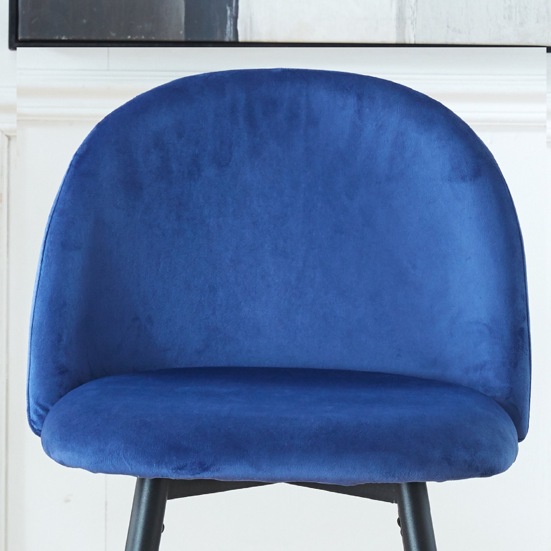 Bar Stool (Set of 2) Modern Counter Bar Height Chair With Back, Sturdy Metal Legs & Footrests, Island Stool For Kitchen Bar - Blue - Image 5