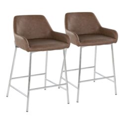 Daniella - Contemporary Fixed Height Counter Stool (Set of 2) - Chrome / Espresso