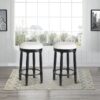360° Swivel Wooden Barstools, 26" Counter Height (Set of 2) With Fabric Upholstered Seat - Black - Image 2